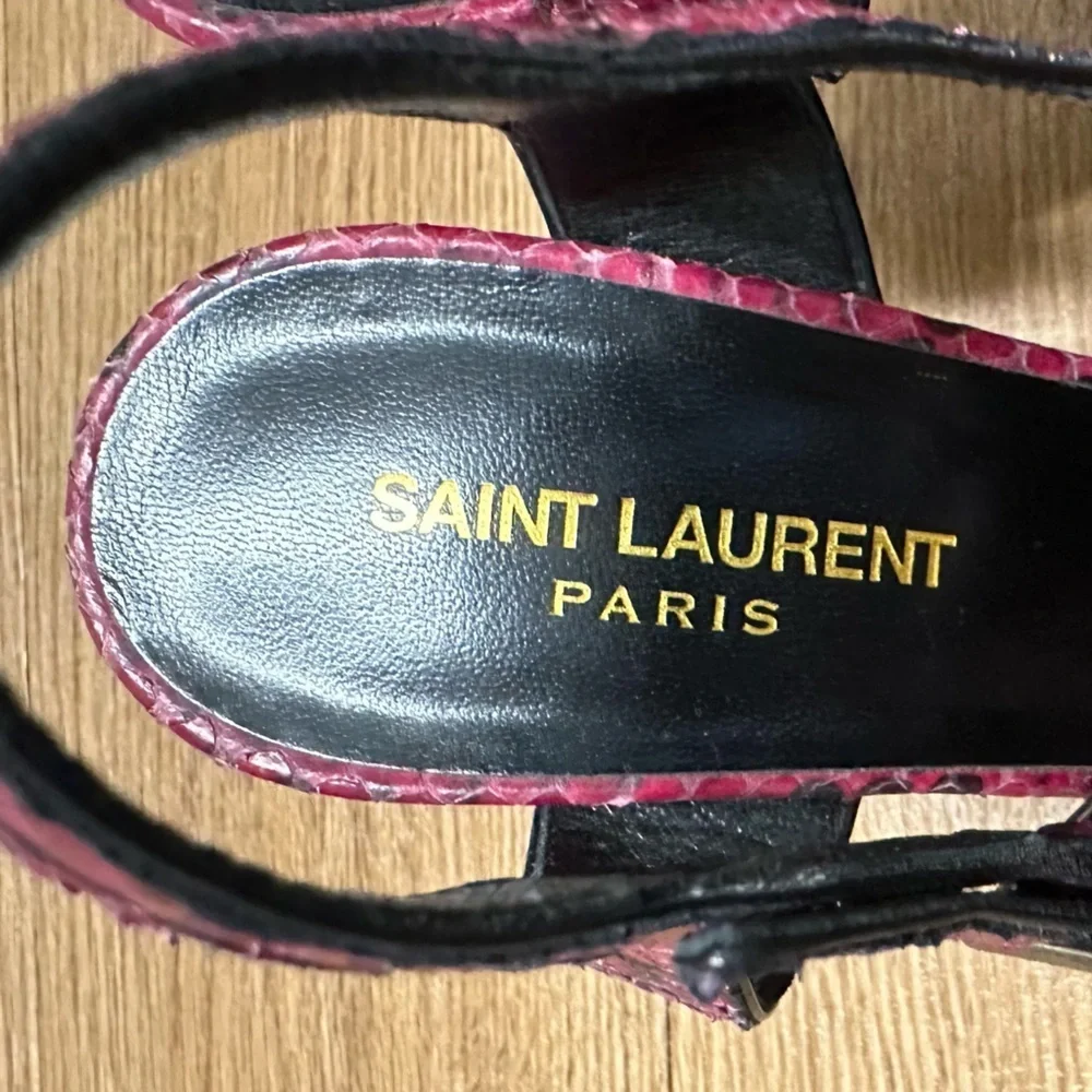 SAINT LAUREN Paris Snakeskin Platform Sandals